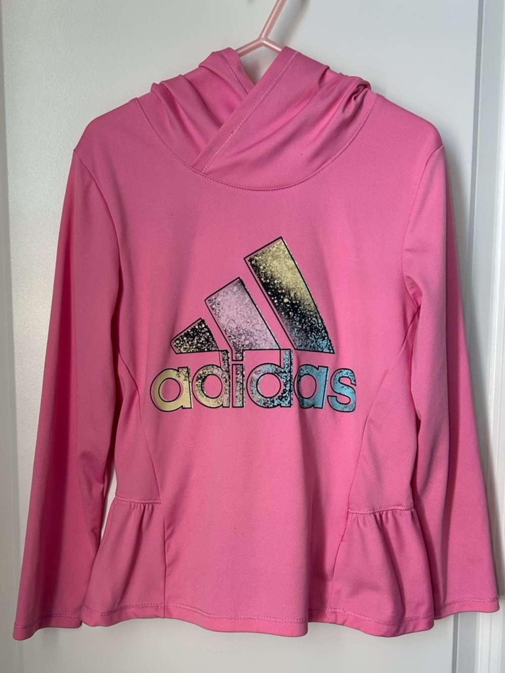 adidas Pink Hoodie with Metallic Ombre Logo